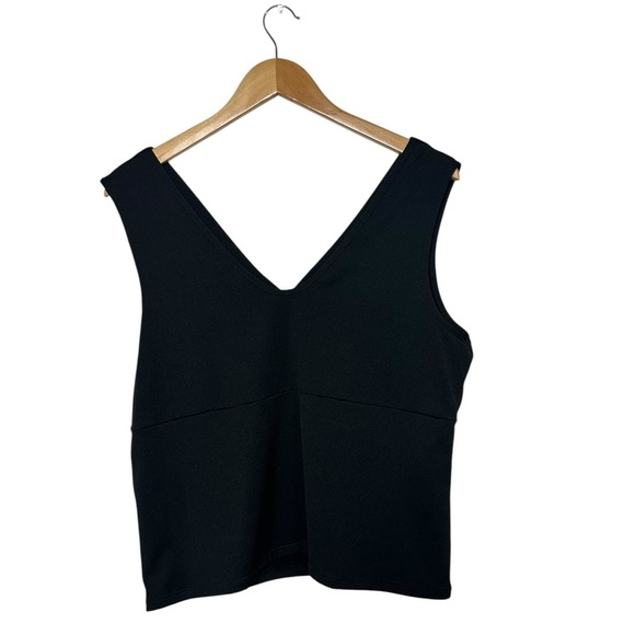 Vintage Y2K Embroidered Sheer Black Wide Shoulder Tank Top | Black | Size XL - Picture 6 of 6